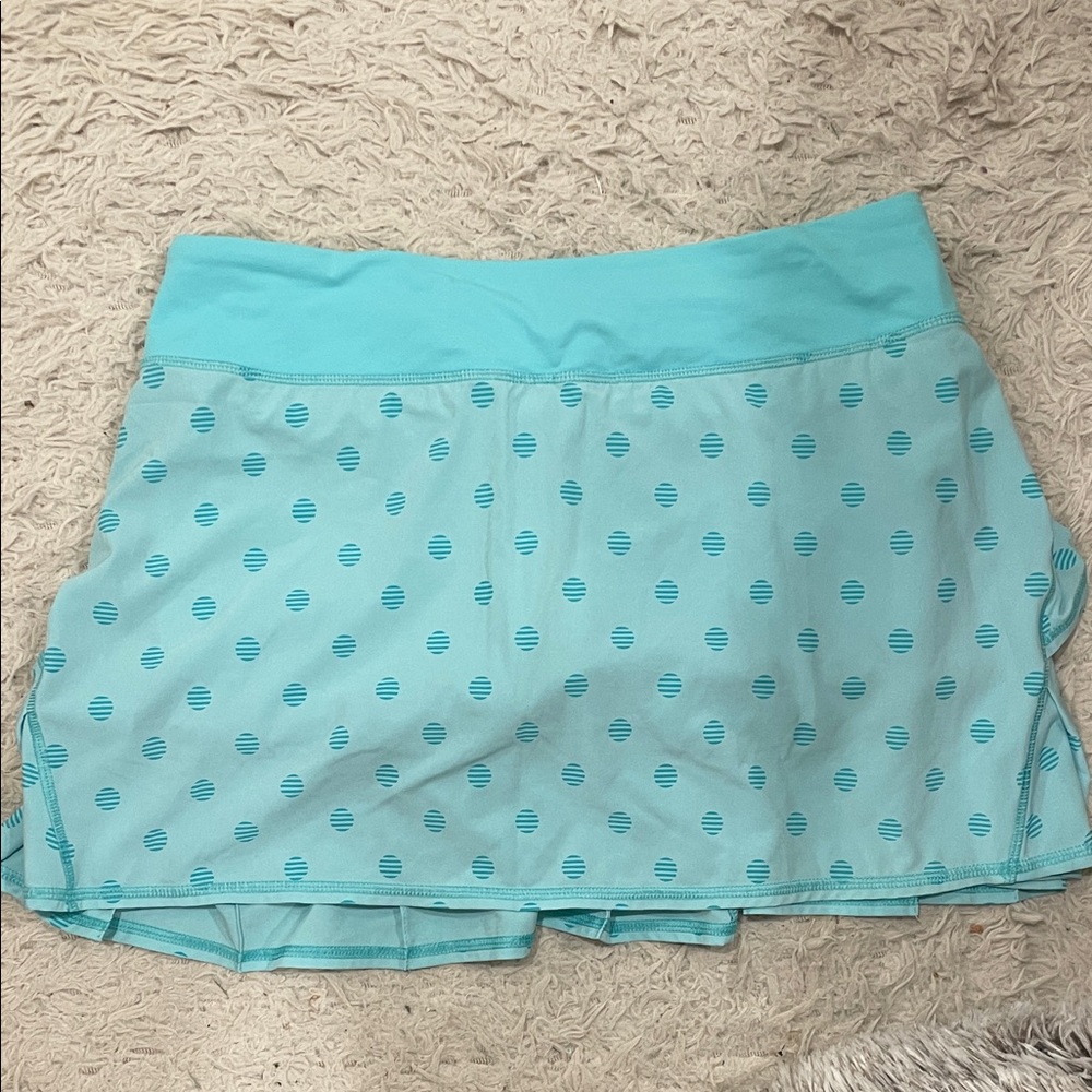 Lululemon Athletica Light Blue Polka Dot Mini Skirt